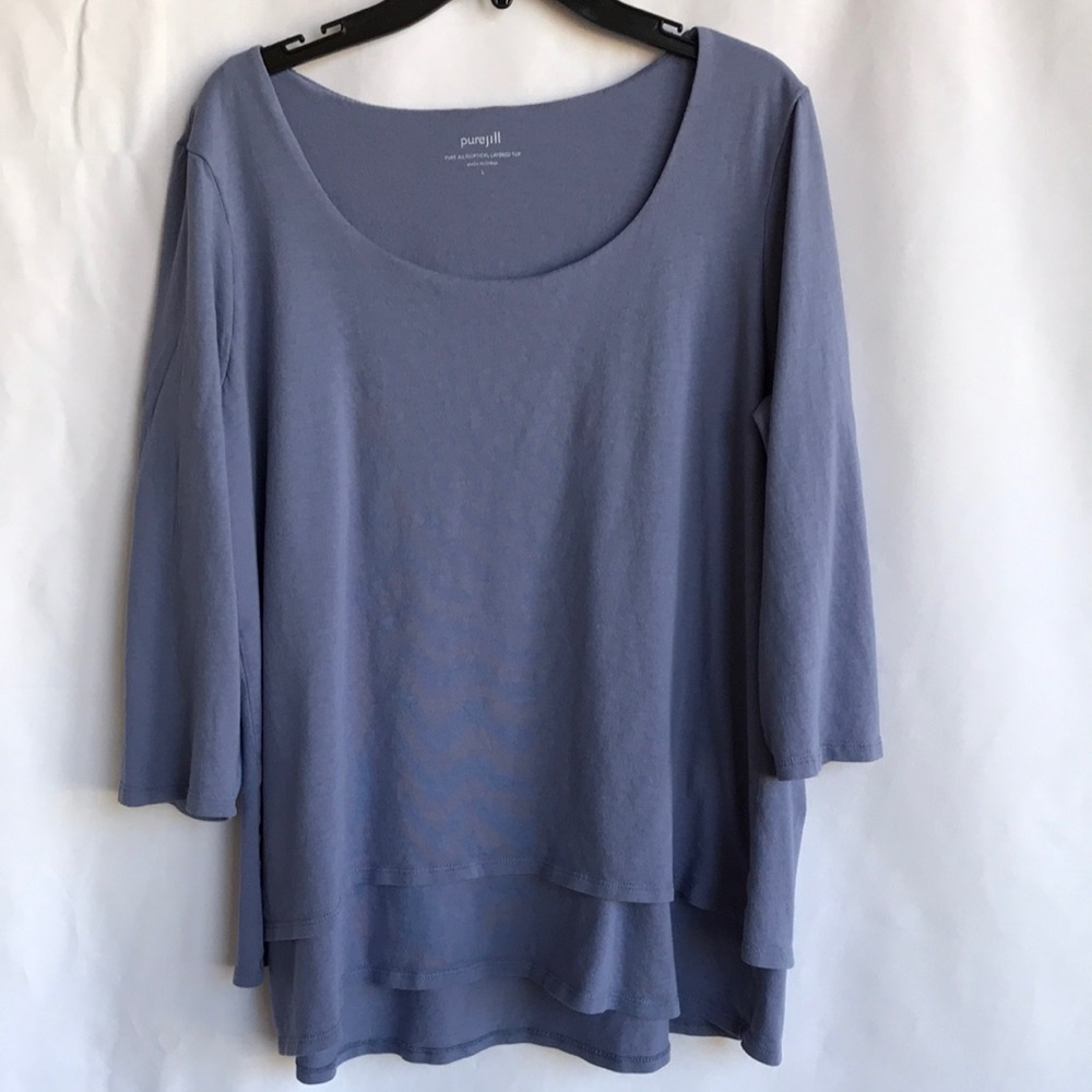 Pure Jill muted purple layered 3/4 sleeve top